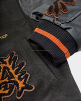 Veste de baseball Varsity personnalisée, nouvelle mode, pour homme, fermeture éclair, capuche, en cuir véritable enduit