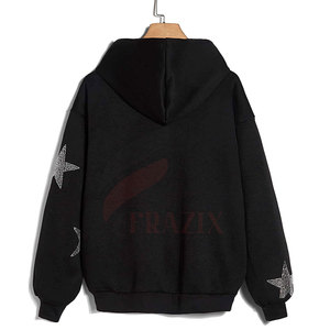 Professional Rhinestone Zipper Hoodies Soft Cotton Full Zip Fashion Clothing Wholesale OEM Supplier - Product Image 2