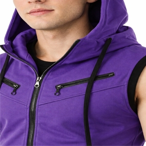 Débardeur à capuche pour homme, style classique, respirant, séchage rapide, col en V, polyester/coton/spandex, vêtements de sport, entraînement, gym, streetwear - Product Image 4