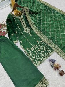 Presernting New Ready To Wear Spacial Fancy Design Heavy Embroidery And Sequence Work <b>Top</b> - Plazzo With Dupatta - Product Image 4