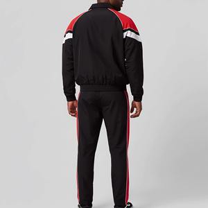 Men's Red <b>Black</b> Color Blocking Tracksuit Full Zip Sporty Jogging Set Regular Fit Side Pockets Autumn Wear - Product Image 2