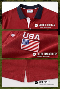 Camisetas Polo con Bandera Americana para Hombre, Polos Patrióticos de Golf 1776, Camisetas de Algodón Piqué - Product Image 5