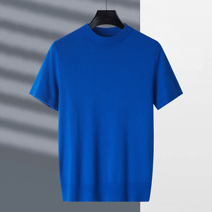 T-shirt tricoté décontracté à manches courtes pour homme, style été, uni, pour les loisirs, pour hommes d'âge mûr, commerce extérieur - Product Image 2