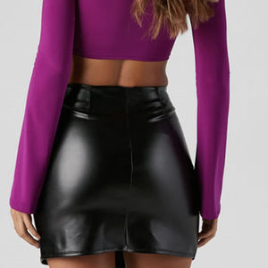 Jupe en cuir pour femme de qualité supérieure, respirante, pour l'extérieur, mode, longueur midi, toutes tailles, design personnalisé, jupe en cuir pour femme - Product Image 3