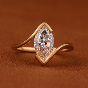 2.00 CT IGI Certified 14KT Solid Yellow Gold Marquise Cut Lab Grown Diamond Solitaire Engagement Ring Bypass Setting CVD Diamond - Product Image 1