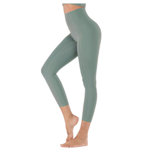 Leggings de yoga taille haute sans couture, couleur unie, pour femme, pantalon de sport, tenue active, extensible, en Spandex/Nylon - Product Image 6