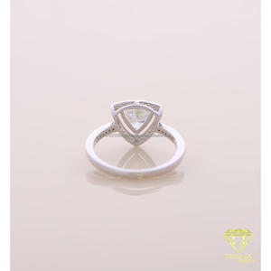 Anillo de Compromiso con Halo de Diamantes Cultivados en Laboratorio, Oro Blanco, Anillo de Boda con Pavé para Mujer, Regalo de Lujo - Product Image 2