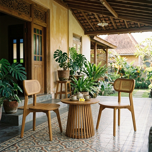 Muebles Modernos para Terraza, Mesa de Centro de Teca Sólida Resistente al Agua, Mesa de Acento para Exteriores, Estilo Nusa, Natural - Product Image 5