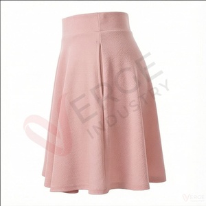 <b>Women's</b> <b>Pink</b> High Waist A Line Mini <b>Skirt</b> Solid Color Pleated Short <b>Skirt</b> - Product Image 3
