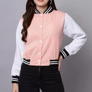 Chaqueta Varsity Corta de Moda para Mujer, con Mangas de Cuero Personalizadas y Forro de Lana, Chaqueta de Béisbol para Invierno - Product Image 6