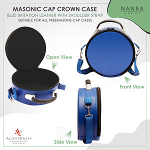 Premium Masonic Crown Cap Case Leather Freemason Hat <b>Storage</b> Carrying <b>Box</b> <b>Blue</b> Plain - Product Image 2
