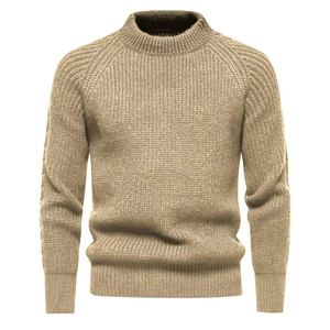 Pull-over col rond personnalisé OEM pour homme 100 % coton, anti-rétrécissement, jacquard, séchage rapide, tricot d'hiver, sweat-shirt avec logo frontal - Product Image 1