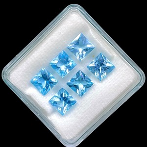 Topaze bleu ciel naturelle 7x7mm taille princesse, pierre précieuse en vrac, lot de topazes de haute qualité - Product Image 2