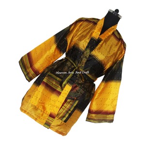 KS006 <b>Beach</b> Vintage Sari Kimono Short Ladies Vintage <b>Robe</b> Women Wear Bathrobe Jacket Recycled Silk Sari Fabric Nightwear <b>Robe</b> - Product Image 2