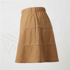 Jupe courte élastique à taille élastique pour femmes, couleur unie, décontractée, en coton et fibre de bambou, confortable, à porter toute l'année - Product Image 3