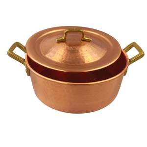 Cazuela Contemporánea de Doble Pared de Acero Inoxidable y Cobre Martillado para Mantener Alimentos Calientes con Tapa para Servicio de Buffet - Product Image 1