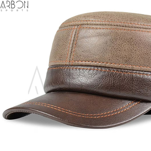 2026 Good Supplier New Arrival Trendy Fully Customized Made Adult Outdoor Wear Premium Quality Two-Tone Genuine Leather Caps - Product Image 6