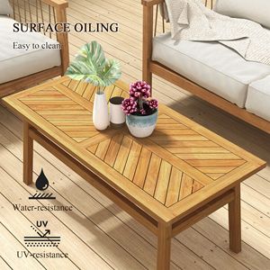 Tavolino da Caffè Rustico in Legno di Acacia per Giardino, Cortile, Balcone e Terrazza, Tavolo Pieghevole in Legno Naturale per Campeggio - Product Image 4