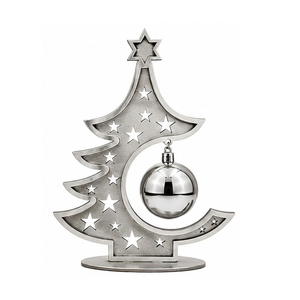 Ornement de Noël en bois en forme de flocon de neige, artisanat traditionnel, blanc avec détails bruns - Product Image 4
