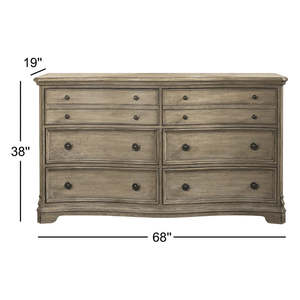 Commode rustique à 6 tiroirs en chêne patiné pour le rangement de la chambre à coucher et la décoration de la ferme - Product Image 2