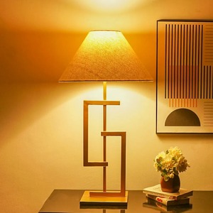 Gold <b>Drum</b> Table Lamp Modern Luxury Metal Bedside <b>Light</b> Art Deco Decorative Lamp for Living Room - Product Image 2