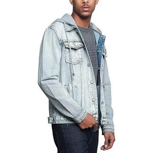 Men's Winter Streetwear 100% Cotton Quick Dry Denim Jacket with Turn-down Collar <b>Covered</b> Button Closure Polyester Lining - Product Image 4