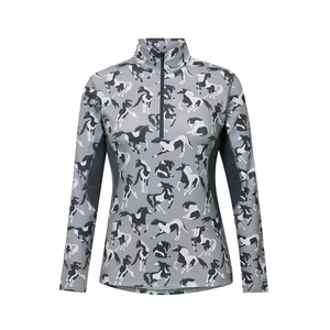 Camisetas de equitación para mujer, de manga corta, con logotipo bordado, en licra/poliéster, ideales para entrenamiento. ¡Gran éxito de ventas! - Product Image 1