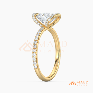 14K Yellow Gold Cushion Cut Moissanite Halo Engagement Ring Luxury Wedding Bridal Jewelry USA Trending Gift - Product Image 6