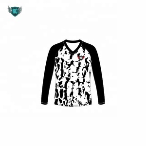 Custom Blue and <b>White</b> Camo <b>Long</b> <b>Sleeve</b> Jersey with V Neck Athletic Sportswear for Men and Women - Product Image 6