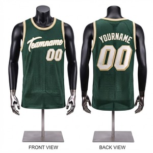 Maillot de basket vert personnalisé sans manches en mesh sublimé avec nom d'équipe 00, respirant, unisexe, pour adulte - Product Image 1