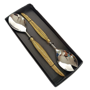 Decorative Handmade Leaf Handle Salad <b>Server</b> Flatware Set or <b>Buffet</b> Table and Modern Dining Events use - Product Image 4