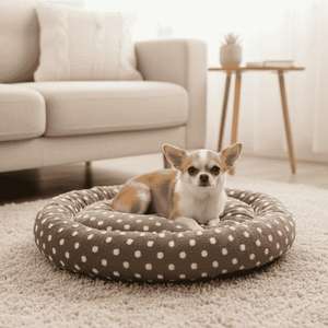 Cama Redonda para Mascotas Yommy, para Perros y Gatos, Suave, Cálida y Esponjosa con Diseño de Puntos para Amigos Pequeños - Product Image 3