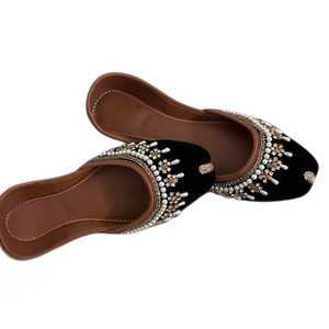 Women Khussa Handmade Embroidered Plus Size <b>Open</b> Toe Flats Pumps Traditional Pakistani Soft Comfortable Ethnic Footwear OEM ODM - Product Image 1