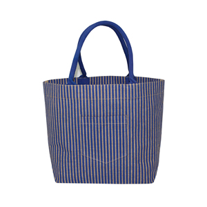 Sac en toile de jute avec imprimé rayé uni sur toute la surface, poignée en coton réutilisable, sac de courses pour femmes, sac fourre-tout en jute - Product Image 1