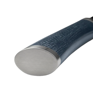 Couteau de cuisine Santoku de 7 pouces en acier Damas, lame fine, style japonais, couteau de chef pour hacher et trancher avec manche ergonomique bleu - Product Image 4