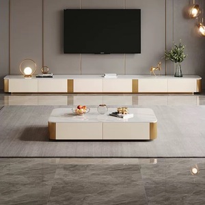 Moderno y Lujoso Mueble para TV con Tapa de Mármol y Juego de Mesa de Centro para <span class=keywords><strong>Sala</strong></span> de Estar, Mueble Flotante con Vitrina, Diseño de Muebles de Última Generación - Product Image 1