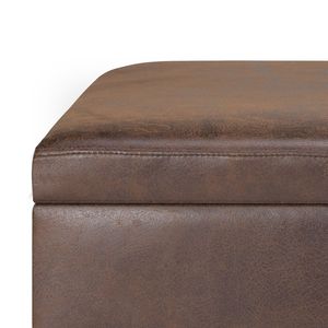 Owen Distressed Chestnut Brown Rectangular Storage Ottoman <b>Small</b> <b>Stool</b> & Ottoman - Product Image 2