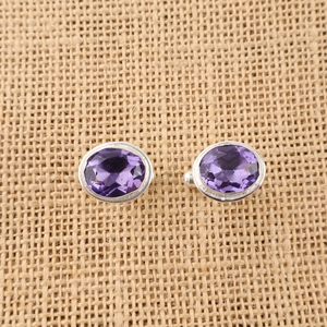 Niharika Gems Designer Classic Style Oval Shaped Iolite <b>Cuff</b> Links Set with 925 Sterling <b>Silver</b> Coating Luxury Unisex Cufflinks - Product Image 1