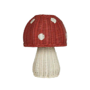 Cute Mushroom Wicker Storage <b>Basket</b> with Lid Kids Decorative Organizer for Nursery Playroom Toy Storage Natural Rattan <b>Basket</b> - Product Image 5