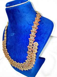 Collar de monedas de joyería tradicional india de oro de 22k, collar de novia para boda, disponible en ORO/PLATA/BRONCE para mujeres. - Product Image 4