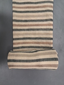 Tela de punto de ganchillo premium en oferta por yardas - Material de malla texturizada a rayas en negro, marrón oscuro, gris jaspeado y crema - Product Image 3