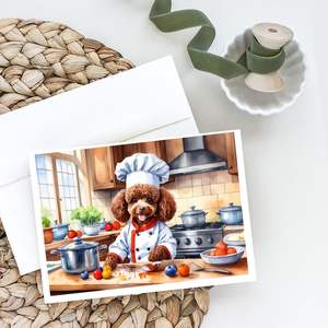 Whimsical A7 Size <b>5x7</b> Chocolate Poodle the Chef Blank Note Cards Pack of 8 with <b>Envelopes</b> Greeting Cards - Product Image 2