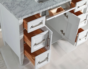 Hardwood Marble Vanity 60 Inch with Mirror Bathroom Vanity Luxury Bathroom Vanities White Bathroom Cabinet - Product Image 3