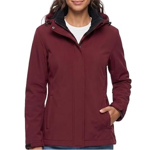 <b>Black</b> Zipper Softshell <b>Windbreaker</b> Jacket With Hoodie Shell Jacket Plus Size Hooded Coat Women Fleece Outdoor Softshell Jackets - Product Image 4