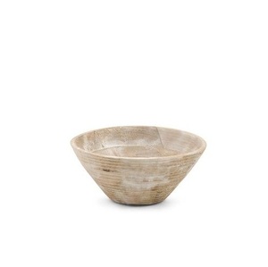 Bol de service en bois blanchi fait main, bol décoratif pour fruits, bol central en bois naturel, pour cuisine et table à manger de style farmhouse - Product Image 1