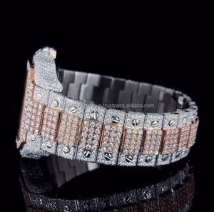 นาฬิกาเพชรระดับพรีเมียมสองโทนสีโรสโกลด์ VVS ได้รับการรับรอง Moissanite สำหรับผู้ชายและผู้หญิงนาฬิกาฮิปฮอปทรงสี่เหลี่ยม - Product Image 3