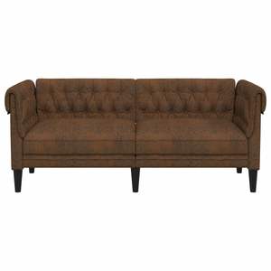 Sofá Chesterfield de Tela Marrón 100% Poliéster con Madera Contrachapada y Madera Maciza para Sala de Estar - Product Image 4