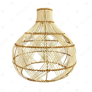 Lámpara Colgante de Mimbre Tejida a Mano con Estructura Abierta de Ratán Orgánico, Lámpara de Techo para Decoración Interior del Hogar - Product Image 4