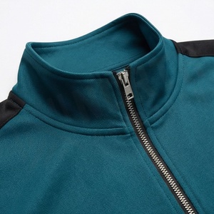 Men's Teal <b>Tracksuit</b> Full Zip Stand Collar Sporty Design Side Pockets Polyester Cotton Blend Autumn Wear Regular Fit - Product Image 4