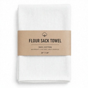 Flour Sack Towel GOTS Certified <b>Woven</b> Quick-Dry Super Absorbent Soft White Kitchen <b>Machine</b> Wash OEM - Product Image 1